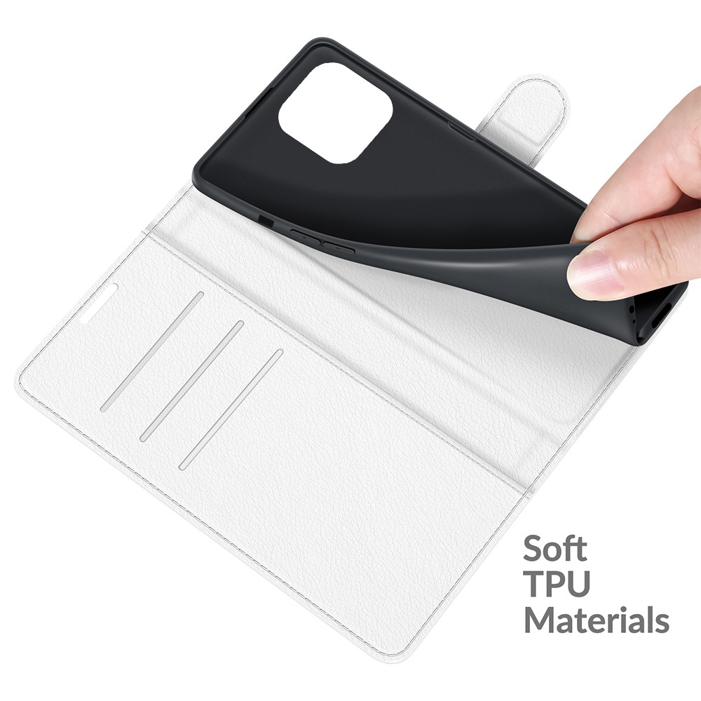  iPhone 13 Pro Max Fodral Litchi Läder Vit