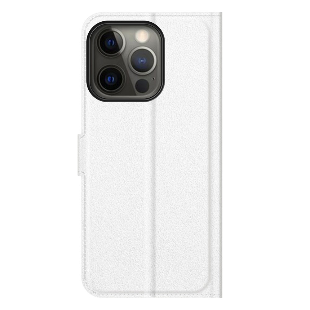  iPhone 13 Pro Max Fodral Litchi Läder Vit