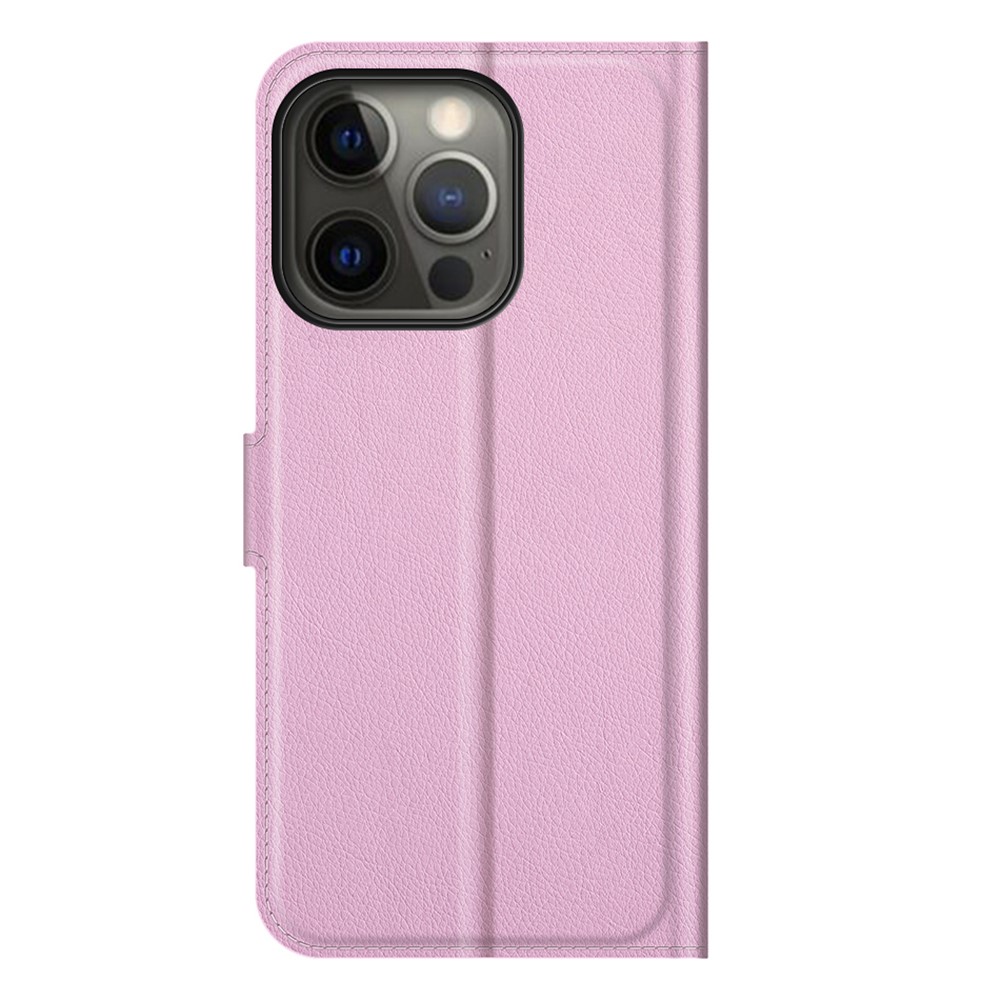  iPhone 13 Pro Max Fodral Litchi Läder Ljus Rosa