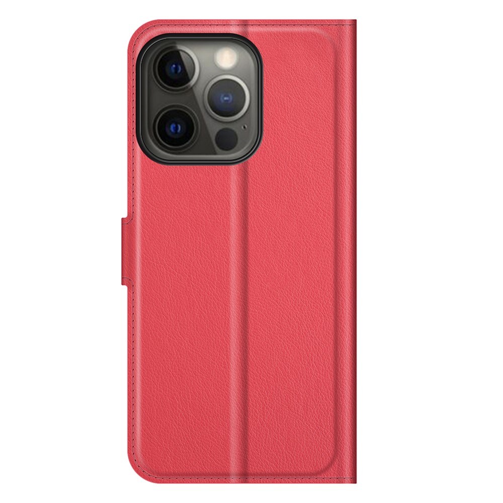  iPhone 13 Pro Max Fodral Litchi Läder Röd