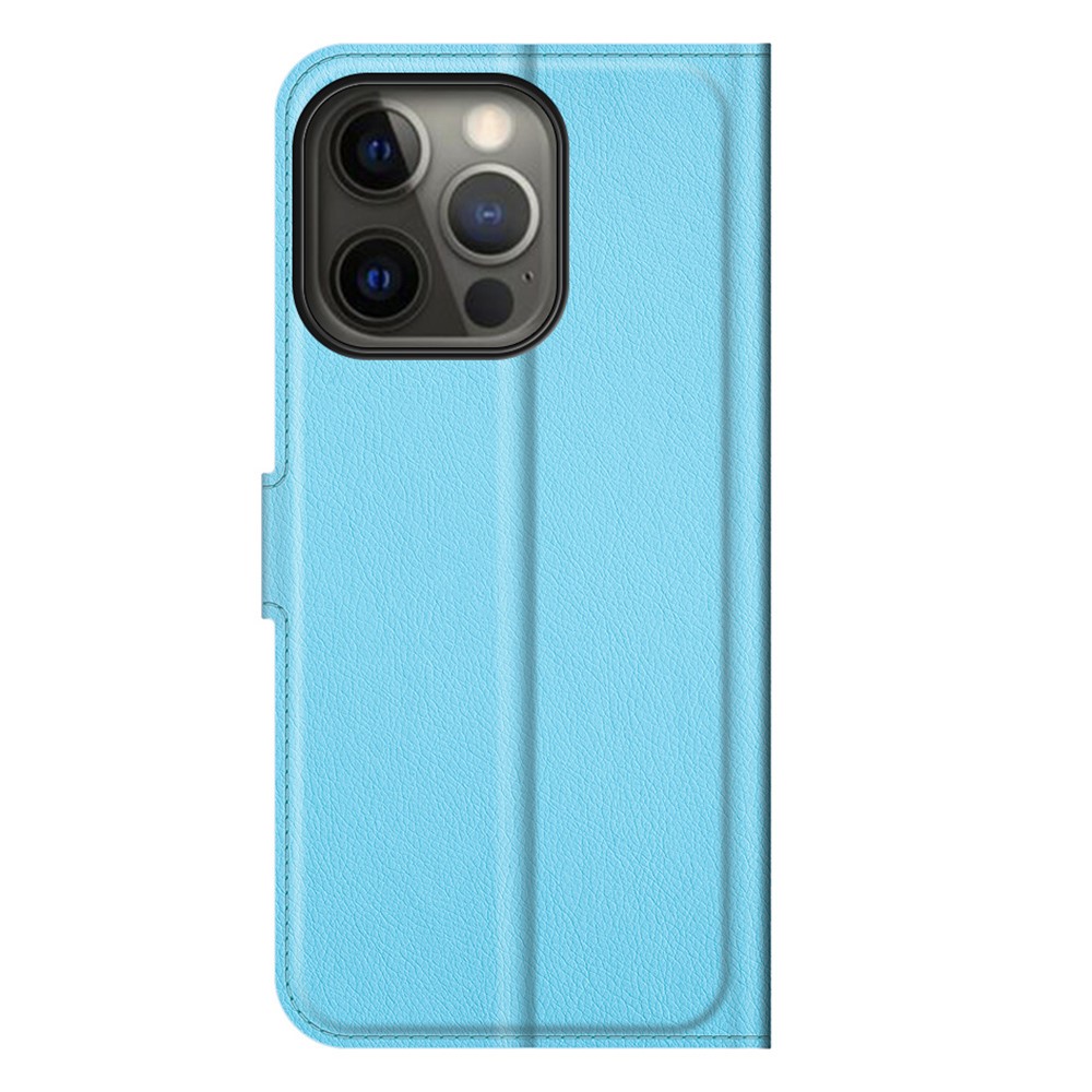  iPhone 13 Pro Max Fodral Litchi Läder Ljus Blå