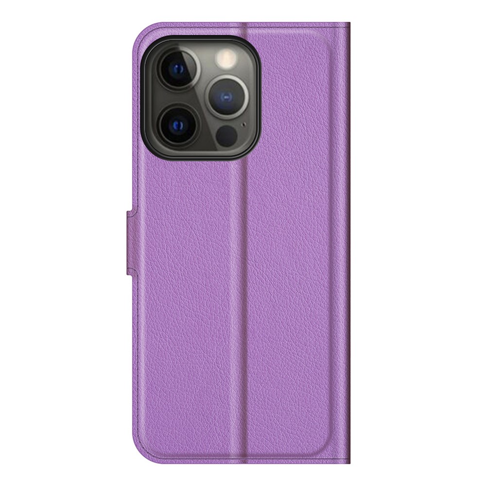  iPhone 13 Pro Max Fodral Litchi Läder Lila