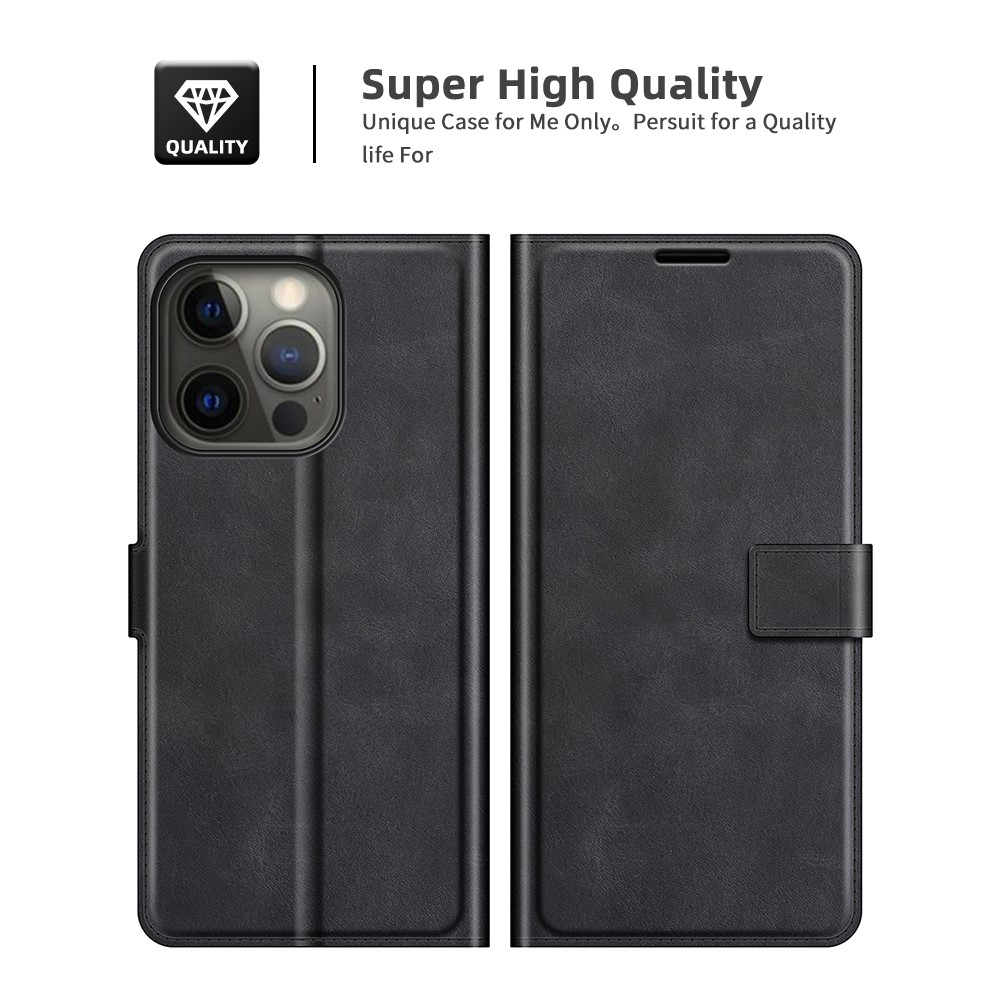  iPhone 13 Pro Fodral Solid Läder Svart
