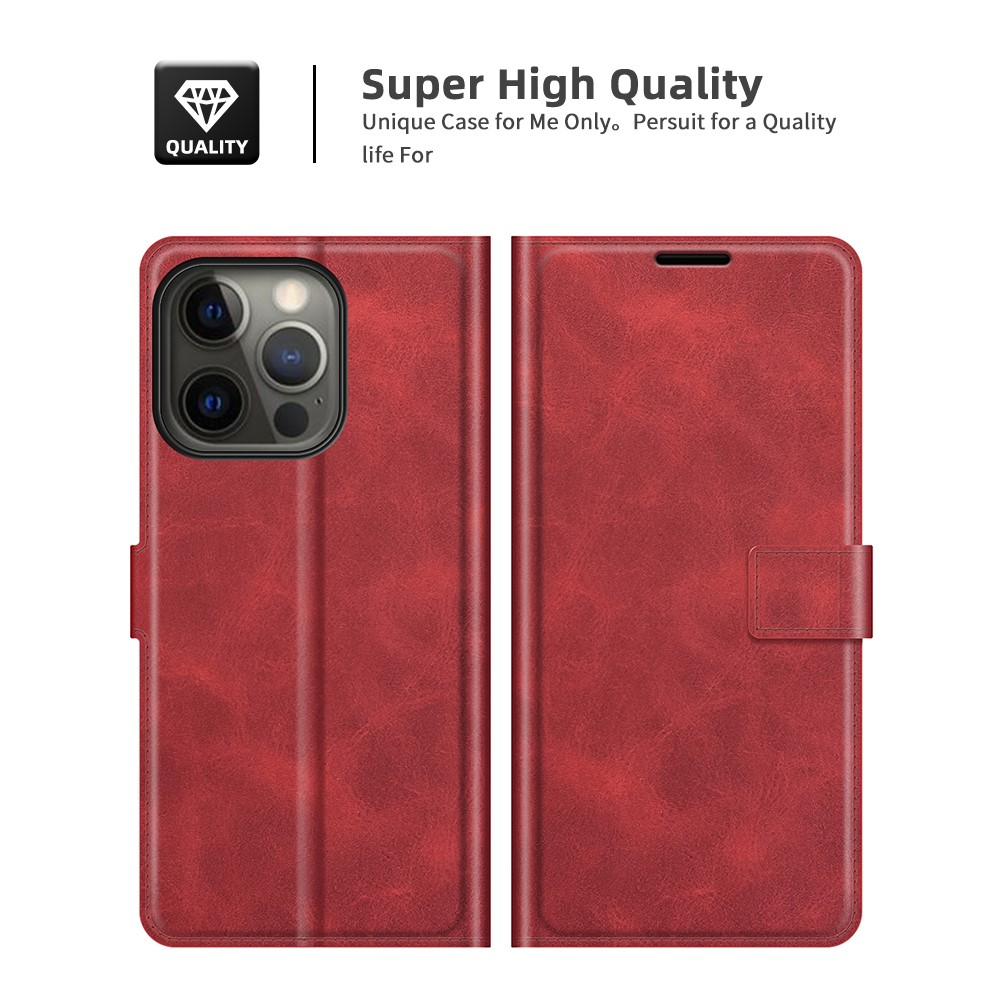 iPhone 13 Pro Fodral Solid Läder Röd