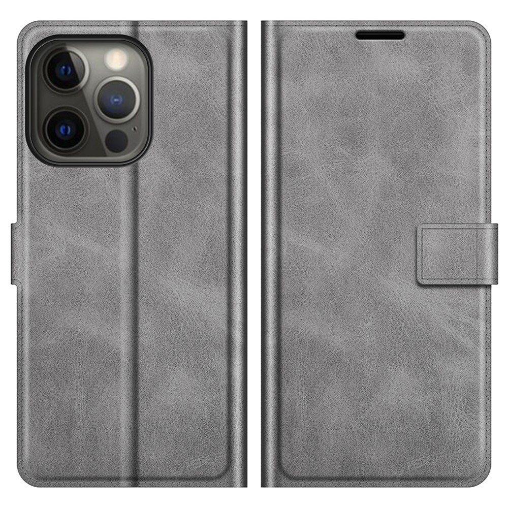  iPhone 13 Pro Fodral Solid Läder Grå