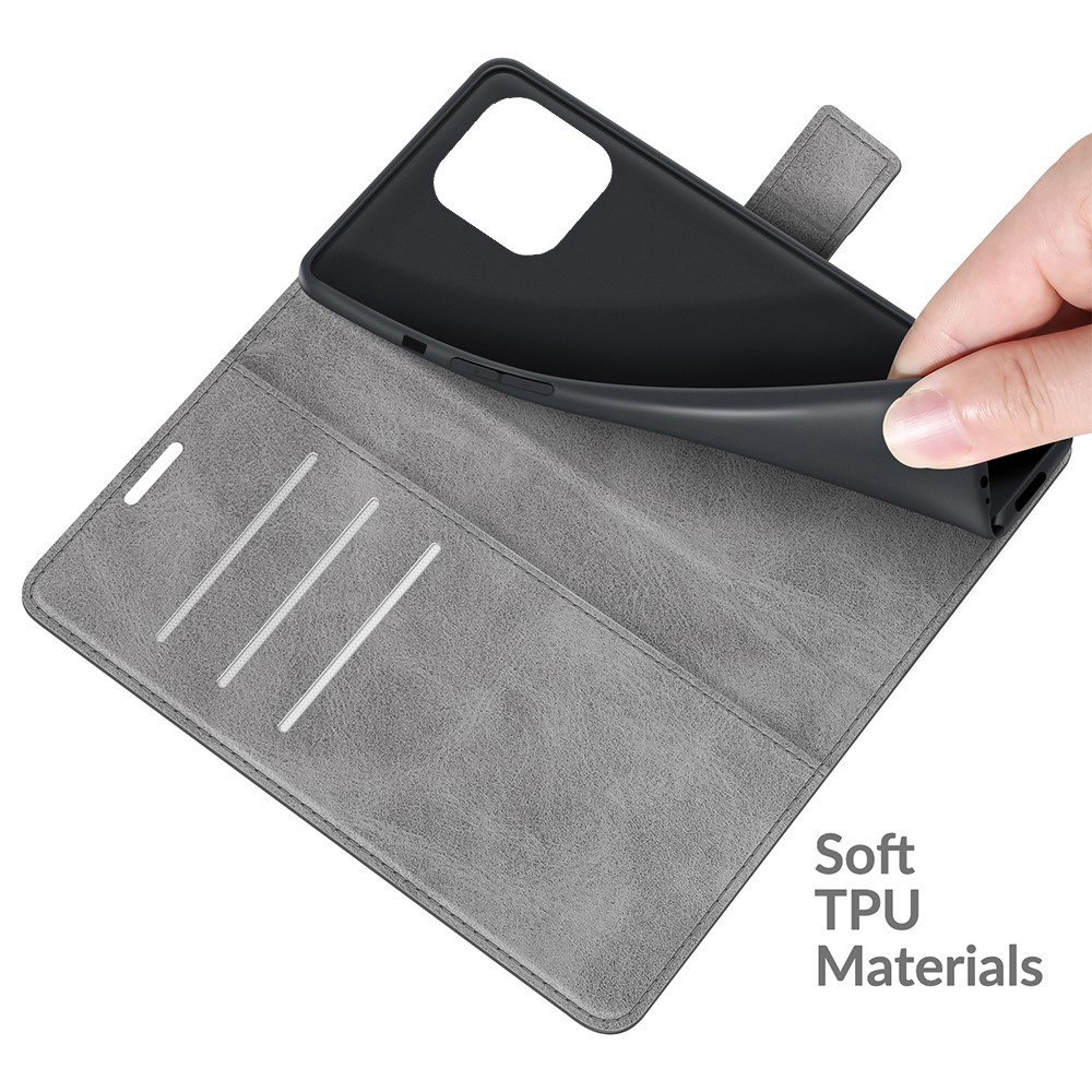  iPhone 13 Pro Fodral Solid Läder Grå
