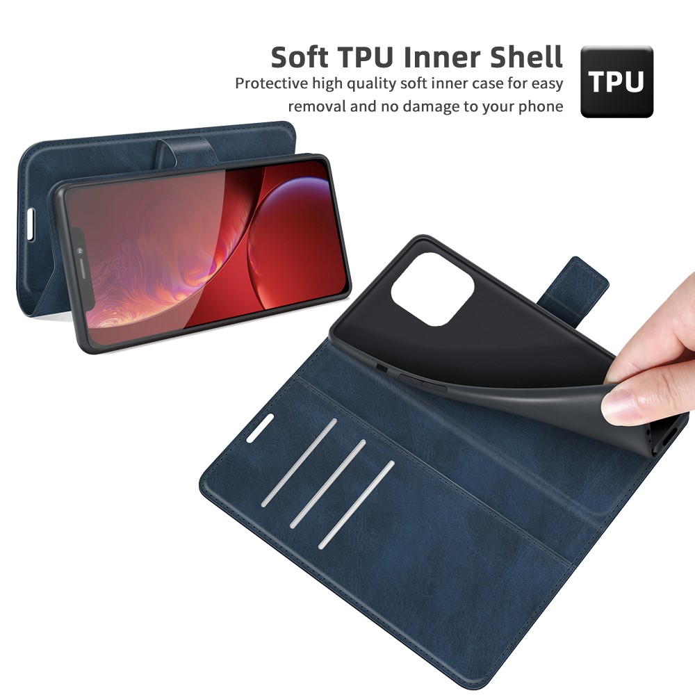  iPhone 13 Pro Fodral Solid Läder Blå