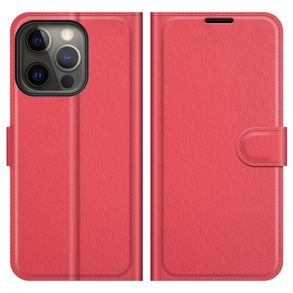  iPhone 13 Pro Fodral Litchi Läder Röd
