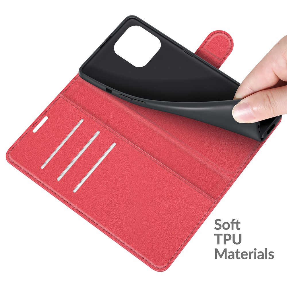  iPhone 13 Pro Fodral Litchi Läder Röd