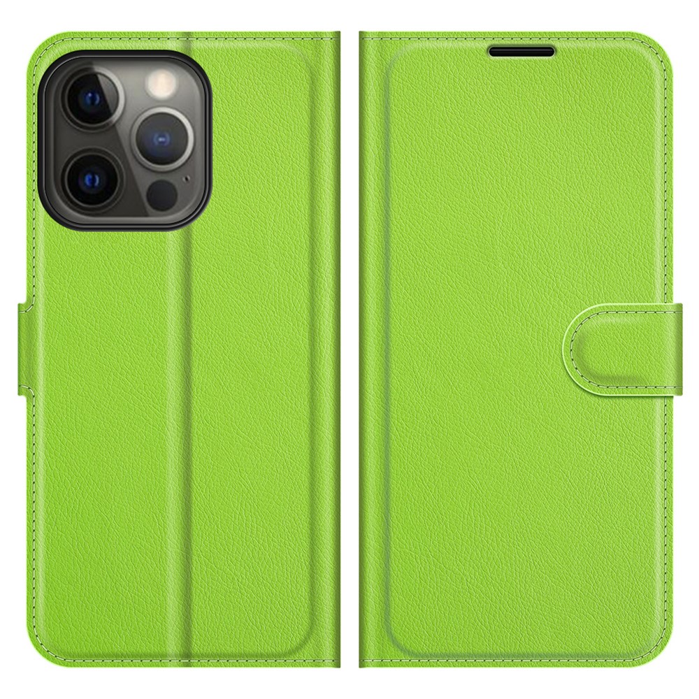  iPhone 13 Pro Fodral Litchi Läder Grön