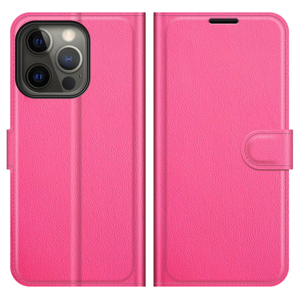  iPhone 13 Pro Fodral Litchi Läder Rosa