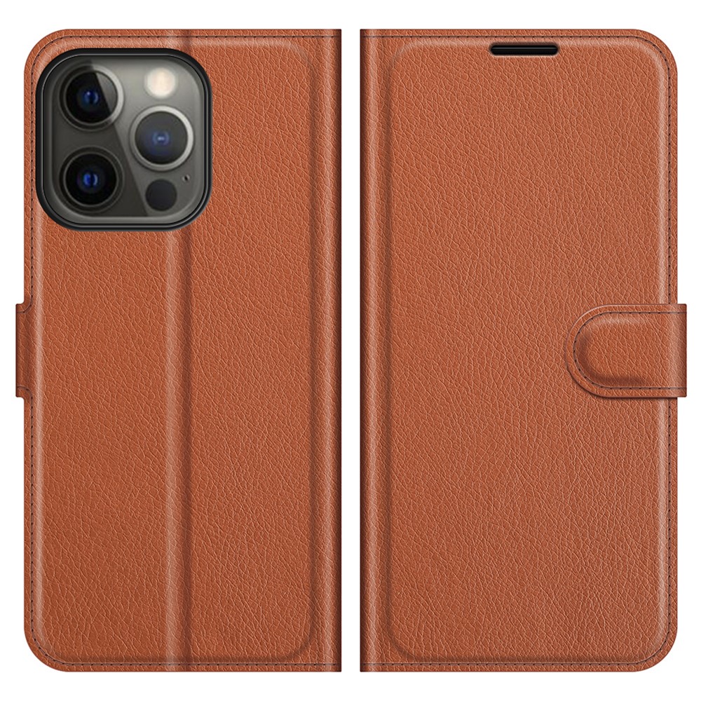  iPhone 13 Pro Fodral Litchi Läder Brun