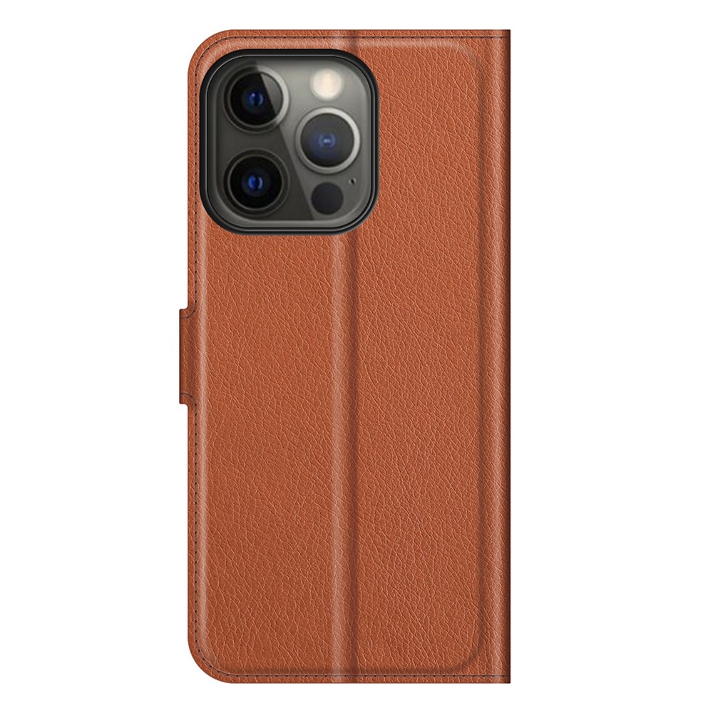  iPhone 13 Pro Fodral Litchi Läder Brun