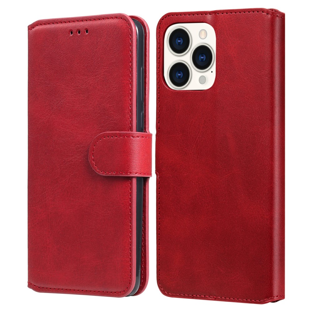  iPhone 13 Pro Max Fodral Läder Röd