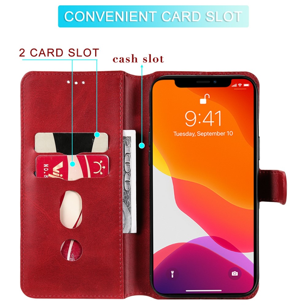  iPhone 13 Pro Max Fodral Läder Röd