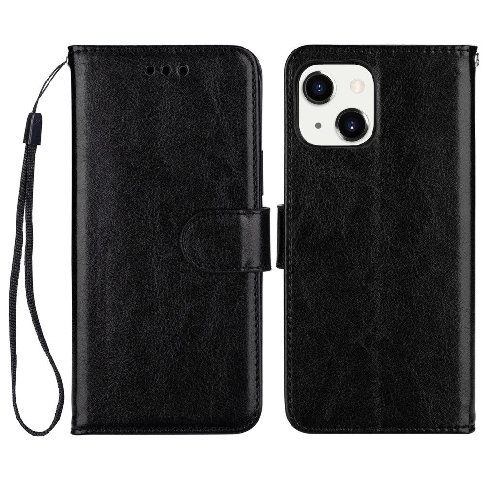  iPhone 13 Mini Fodral Crazy Horse Läder Svart