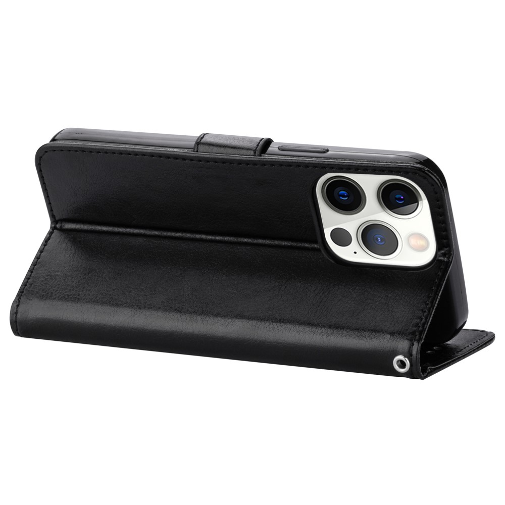  iPhone 13 Pro Fodral Crazy Horse Läder Svart