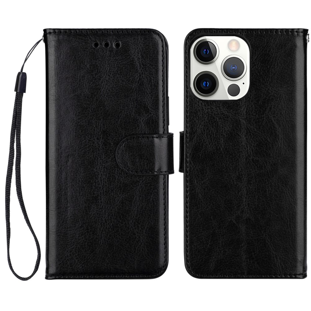  iPhone 13 Pro Max Fodral Crazy Horse Läder Svart