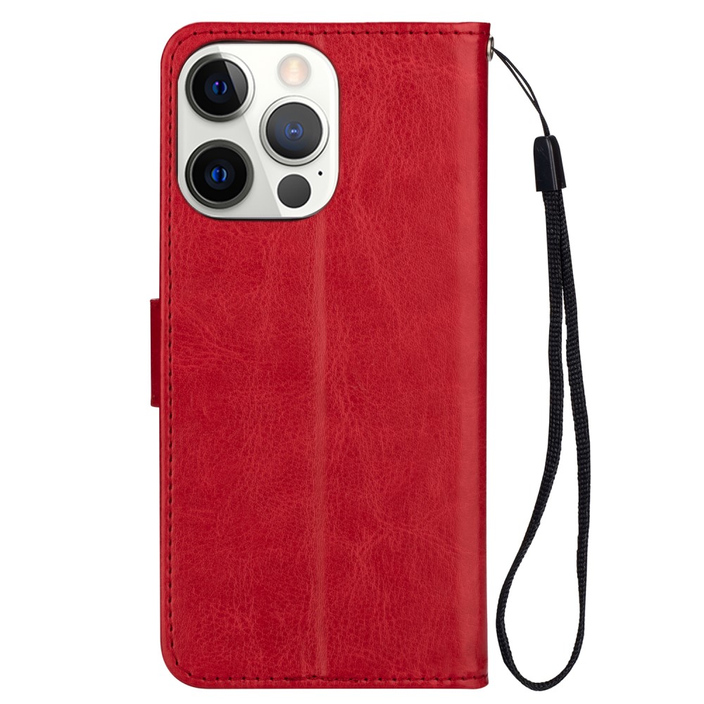  iPhone 13 Pro Max Fodral Crazy Horse Läder Röd