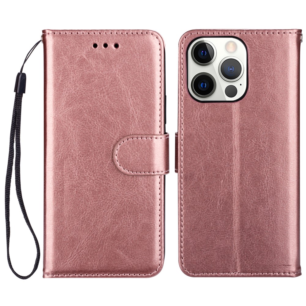  iPhone 13 Pro Max Fodral Crazy Horse Läder Roséguld