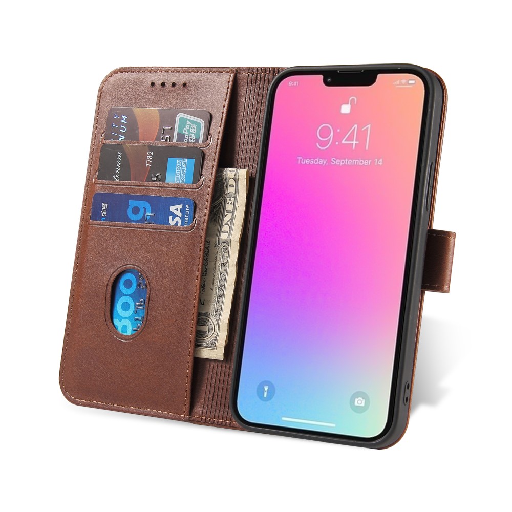  iPhone 13 Pro Plånboksfodral Läder Brun