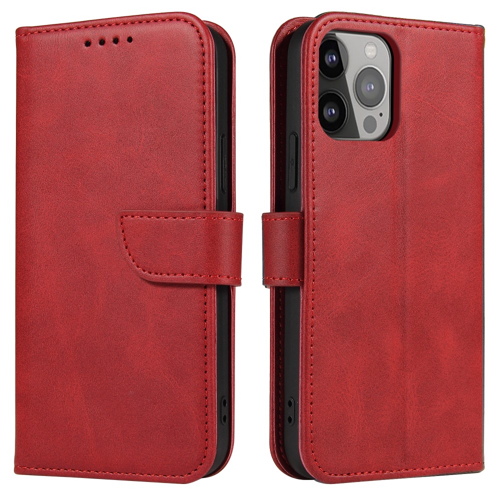  iPhone 13 Pro Plånboksfodral Läder Röd