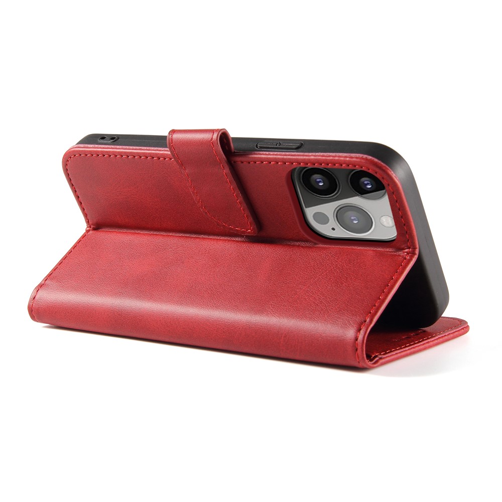  iPhone 13 Pro Plånboksfodral Läder Röd