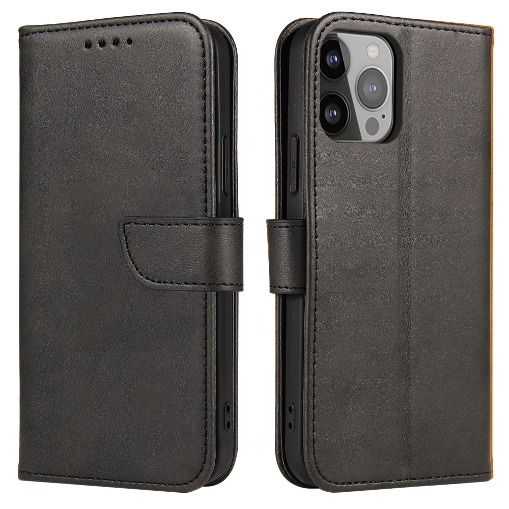  iPhone 13 Pro Plånboksfodral Läder Svart