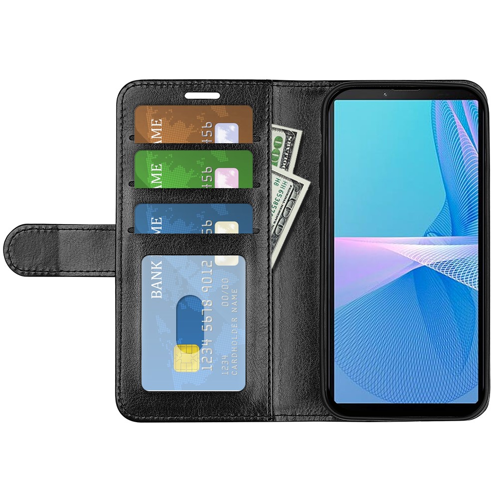  Sony Xperia 10 IV Fodral Crazy Horse Läder Svart