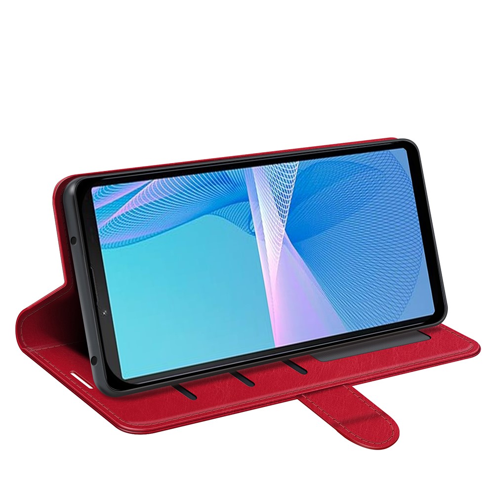  Sony Xperia 10 IV Fodral Crazy Horse Läder Röd