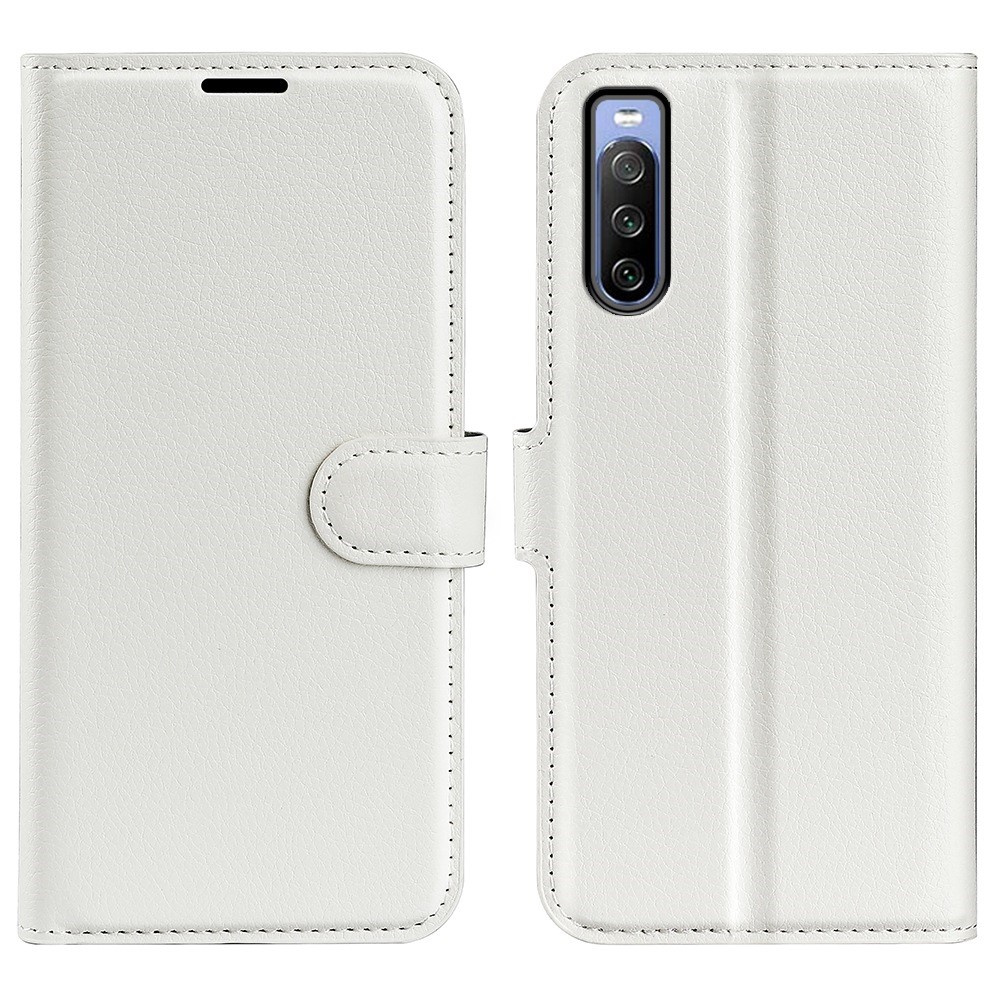  Sony Xperia 10 IV Fodral Litchi Läder Vit