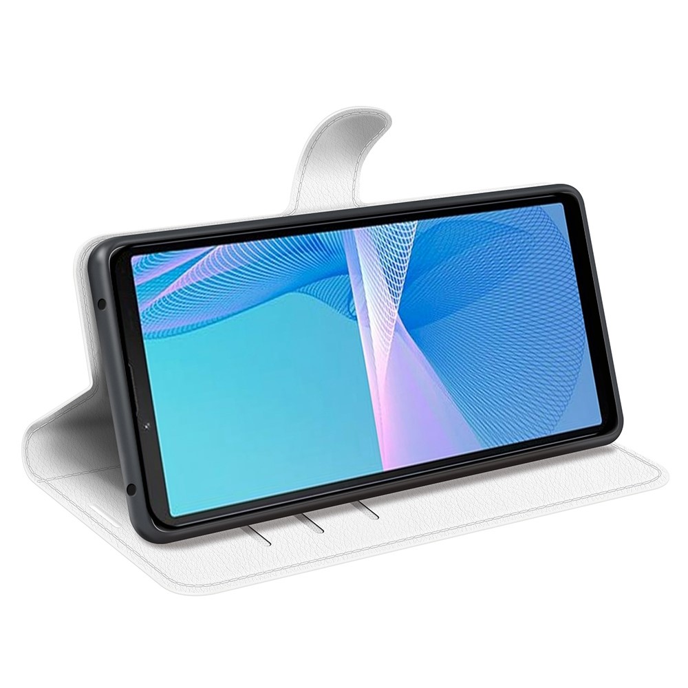  Sony Xperia 10 IV Fodral Litchi Läder Vit