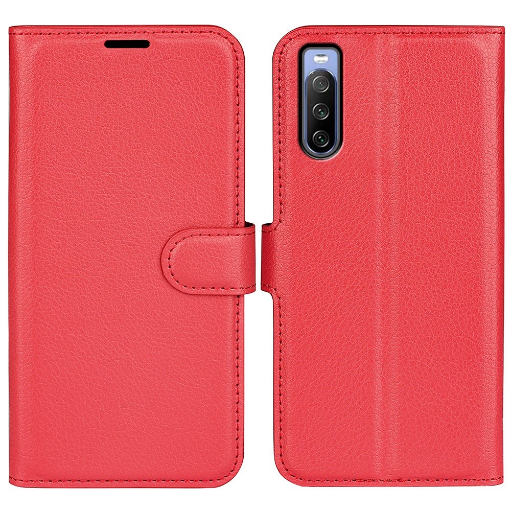  Sony Xperia 10 IV Fodral Litchi Läder Röd