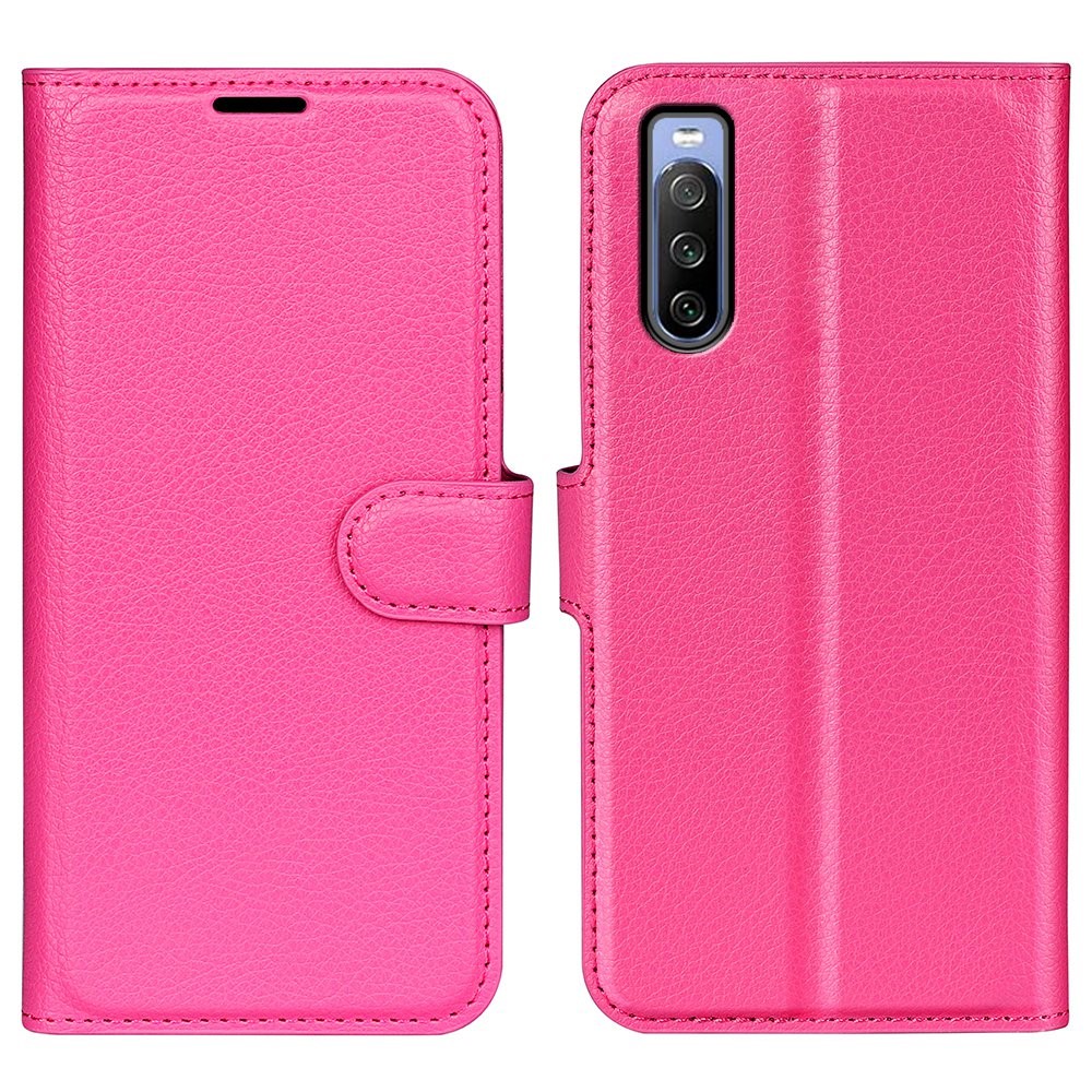  Sony Xperia 10 IV Fodral Litchi Läder Rosa