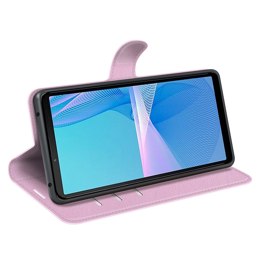  Sony Xperia 10 IV Fodral Litchi Läder Ljus Rosa