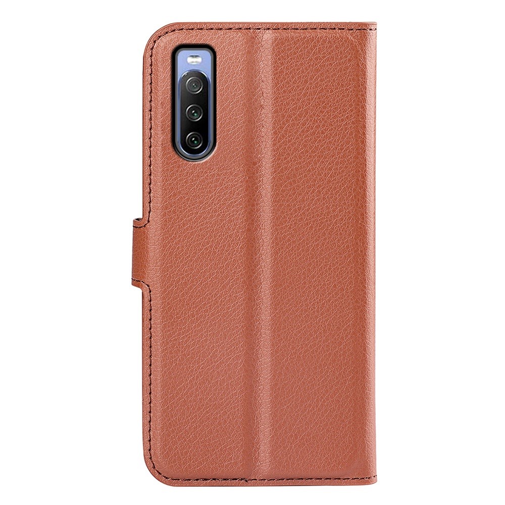  Sony Xperia 10 IV Fodral Litchi Läder Brun