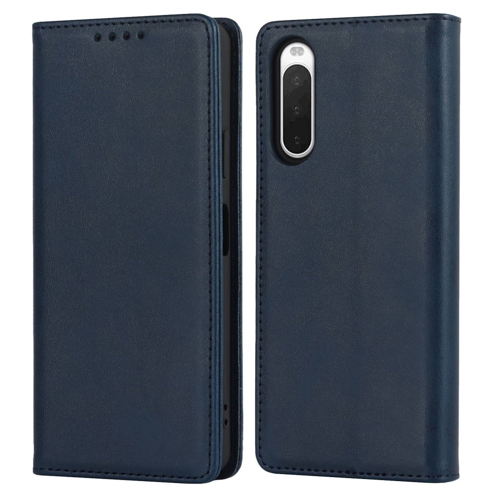  Sony Xperia 10 IV Fodral Flip Läder Mörk Blå