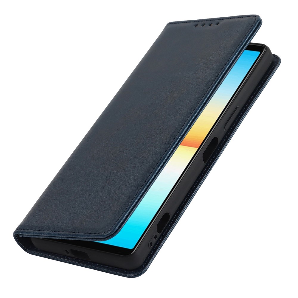  Sony Xperia 10 IV Fodral Flip Läder Mörk Blå