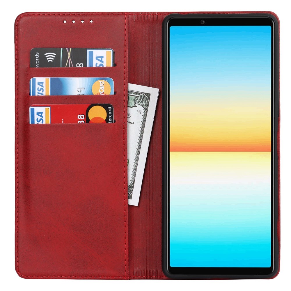  Sony Xperia 10 IV Fodral Flip Läder Röd