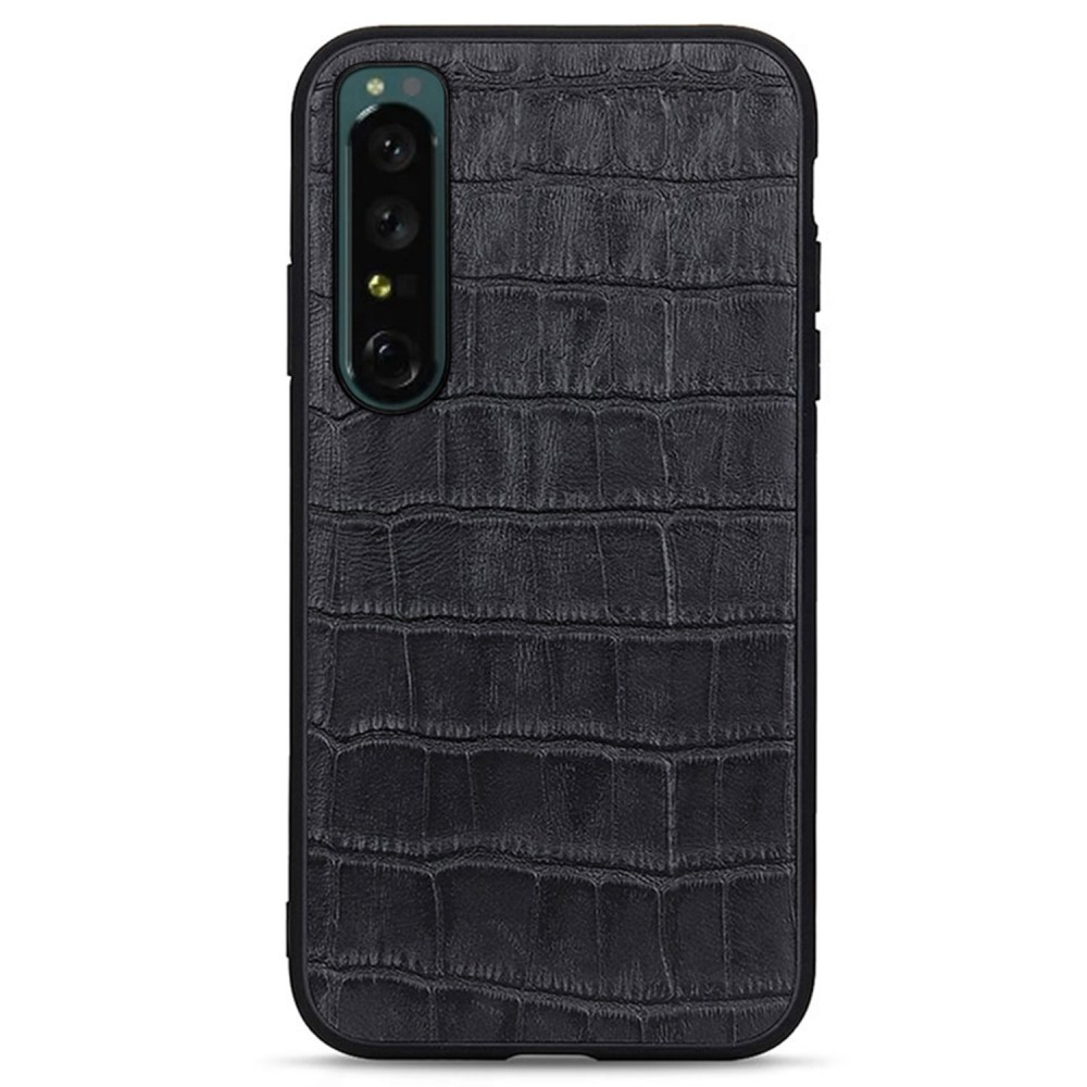  Sony Xperia 1 IV Skal Äkta Läder Krokodil Textur Svart