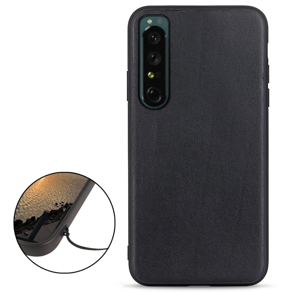  Sony Xperia 1 IV Skal Äkta Läder Hybrid Svart