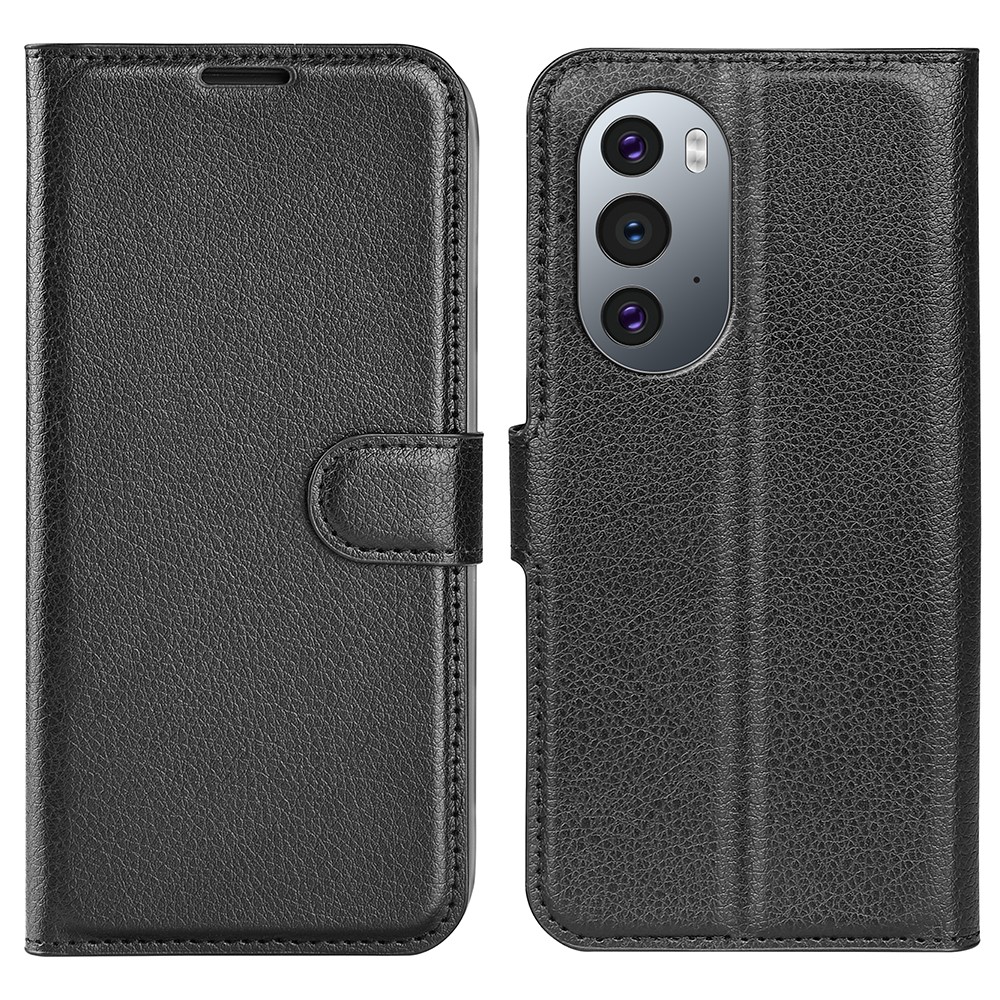  Motorola Edge 30 Pro Fodral Litchi Textur Svart