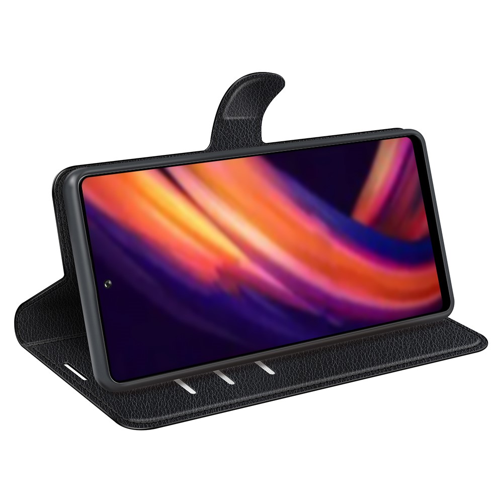  Motorola Edge 30 Pro Fodral Litchi Textur Svart