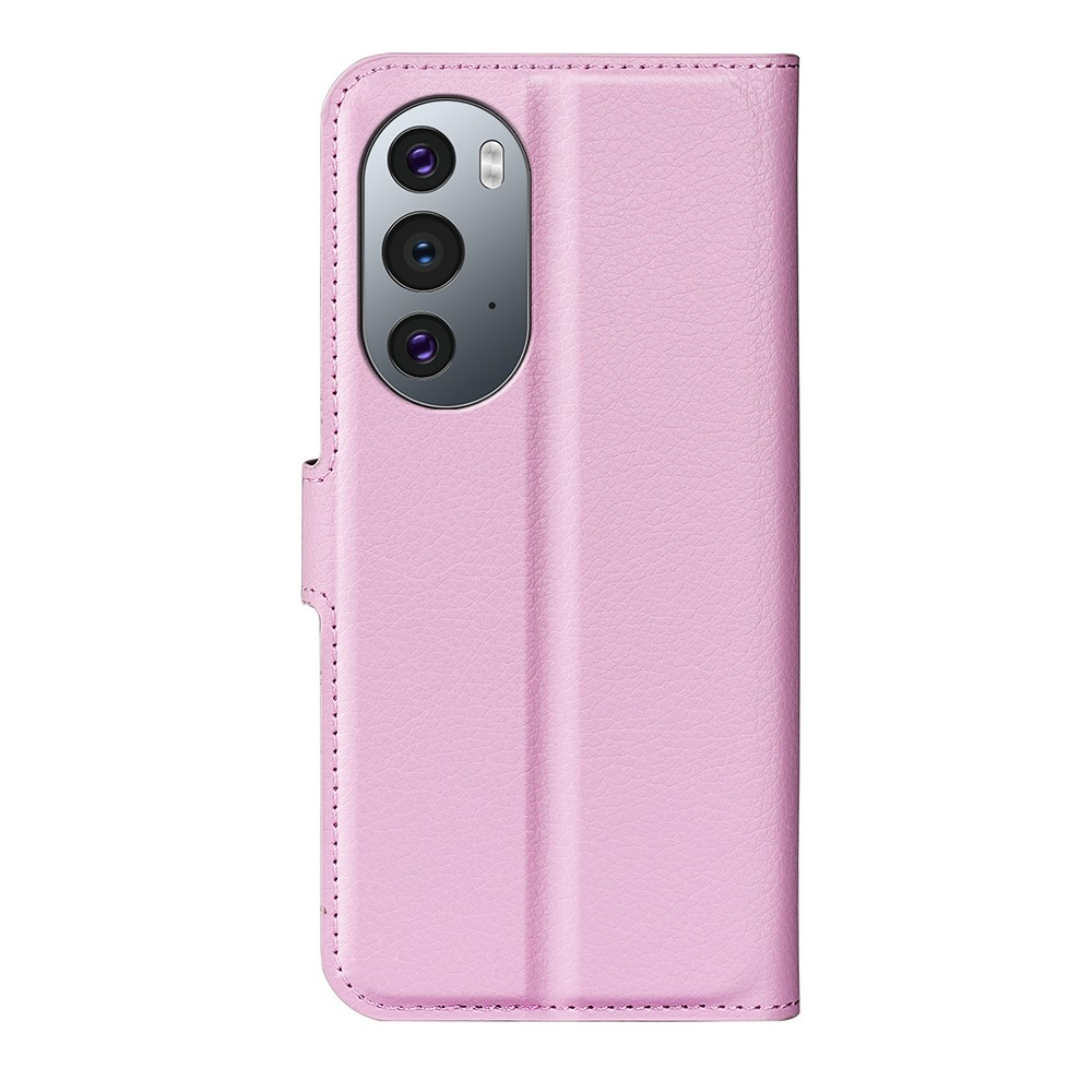  Motorola Edge 30 Pro Fodral Litchi Textur Ljus Rosa