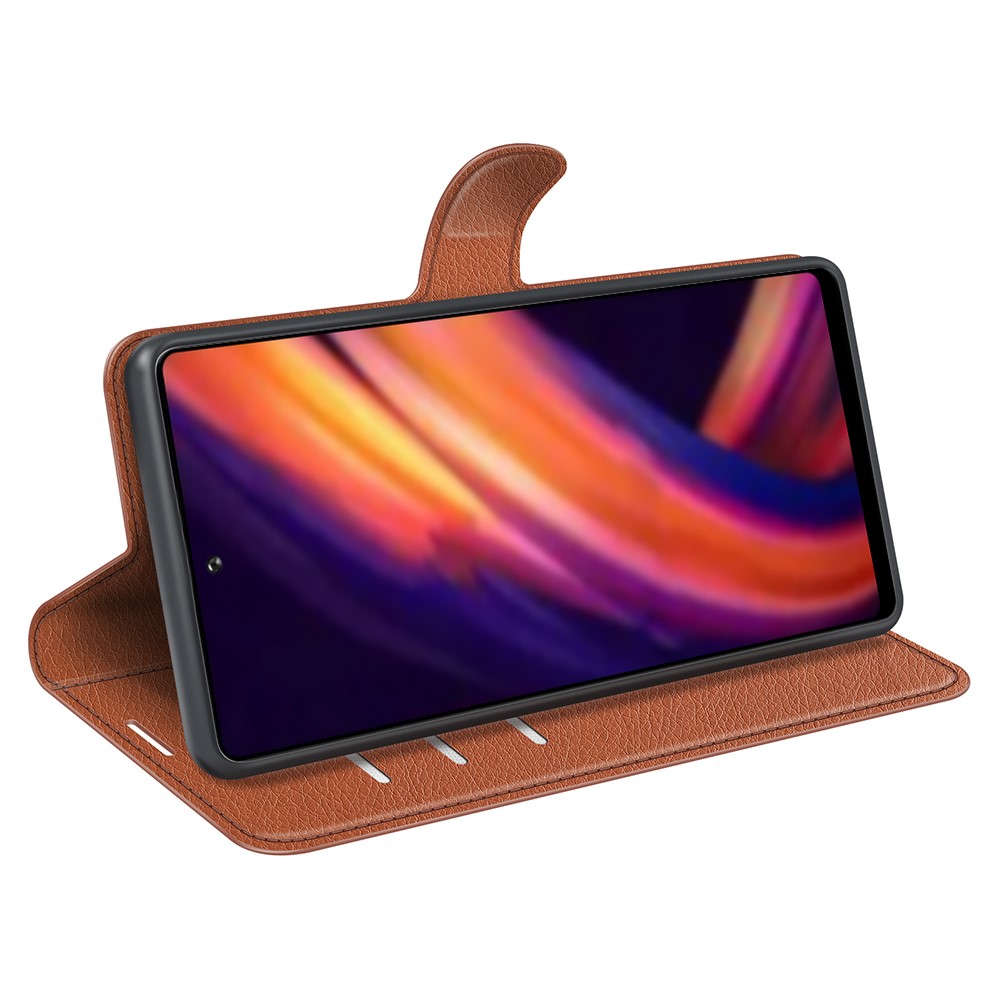  Motorola Edge 30 Pro Fodral Litchi Textur Brun