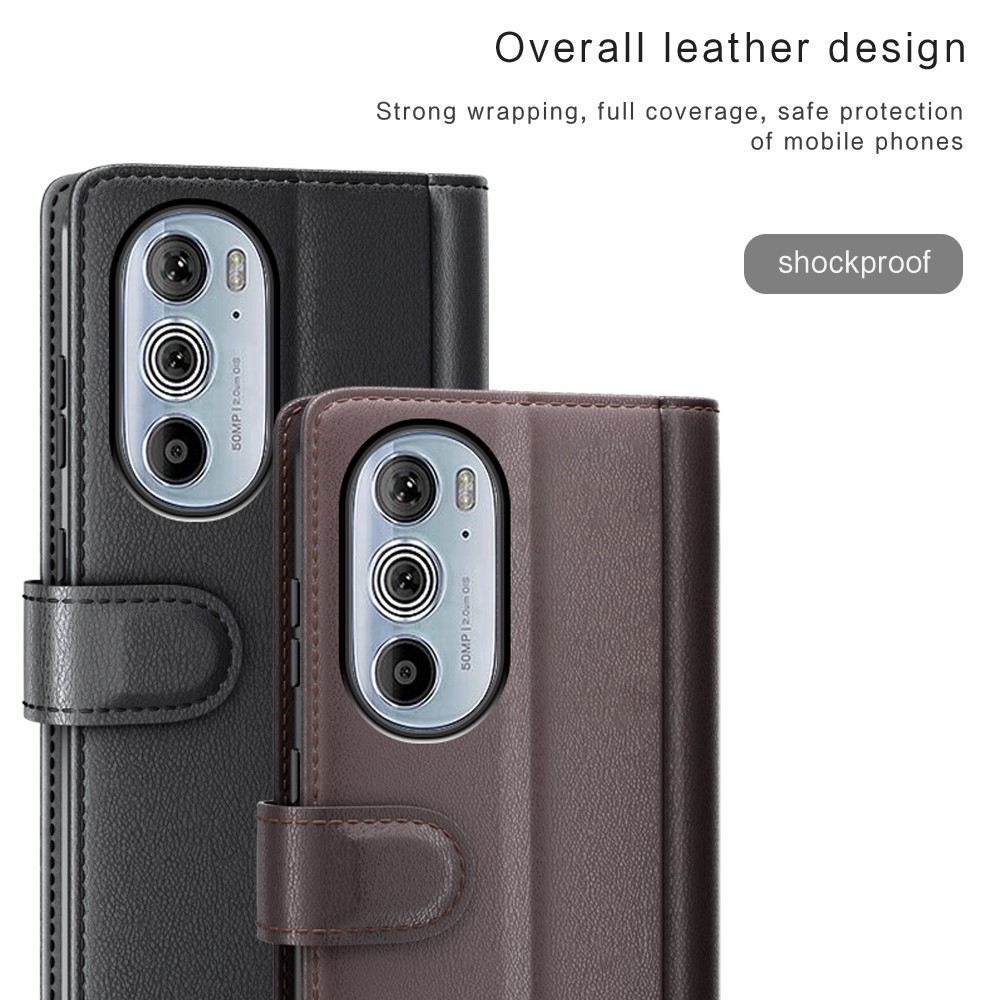  Motorola Edge 30 Pro Fodral Premium Äkta Läder Svart