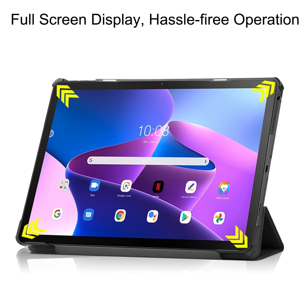  Lenovo Tab M10 Plus Gen 3 Fodral Tri-Fold Svart