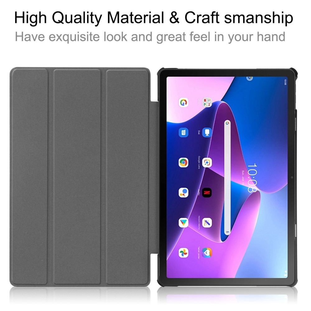  Lenovo Tab M10 Plus Gen 3 Fodral Tri-Fold Grå