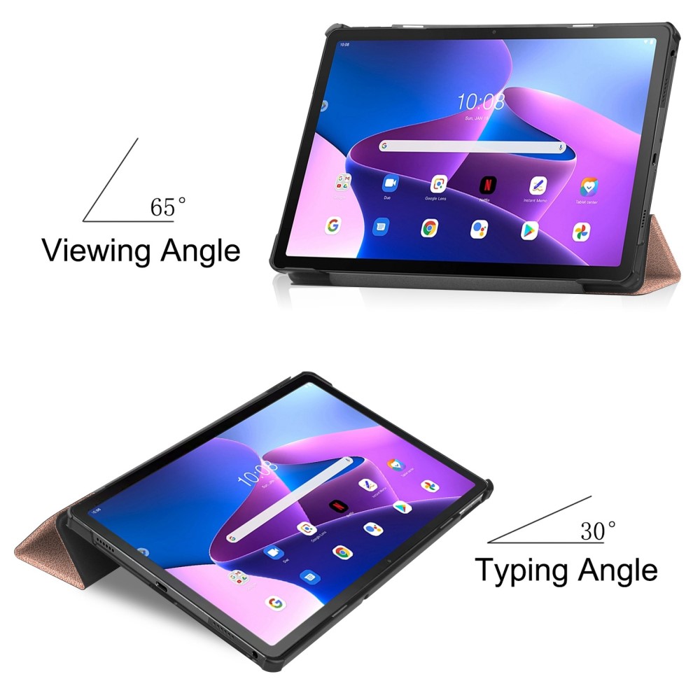  Lenovo Tab M10 Plus Gen 3 Fodral Tri-Fold Roséguld