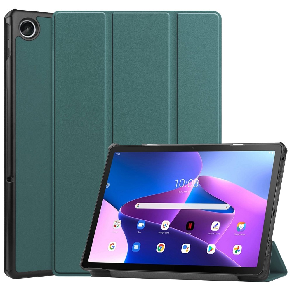  Lenovo Tab M10 Plus Gen 3 Fodral Tri-Fold Mörk Grön